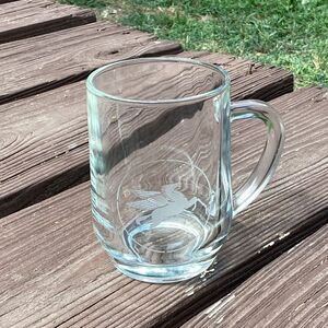 Mobil Pegasus etched glass beer mug/stein 5" heavy-base vintage barware